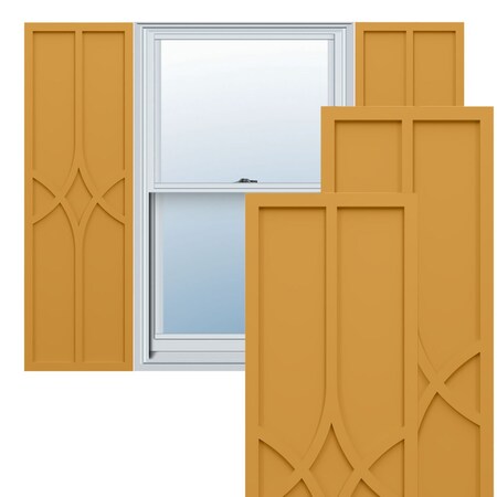 Ekena Millwork True Fit PVC Cedar Park Fixed Mount Shutters, Turmeric, 12W x 26H, PR TFP001CP12X026TU