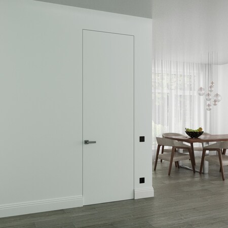 Sartodoors Hidden Door, Planum 0010 Primed White with Concealed White Metal Frame 42" x 84" Right-hand Inswing PLANUM0010MF-PRI-42x84-RH-I