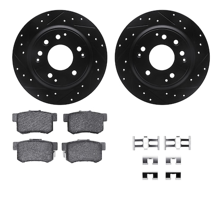 Dynamic Friction Co DFC Rotors-Drilled & Slotted-Black w/ 5000 Advanced Brake Pads Incl Hdw 8512-59056