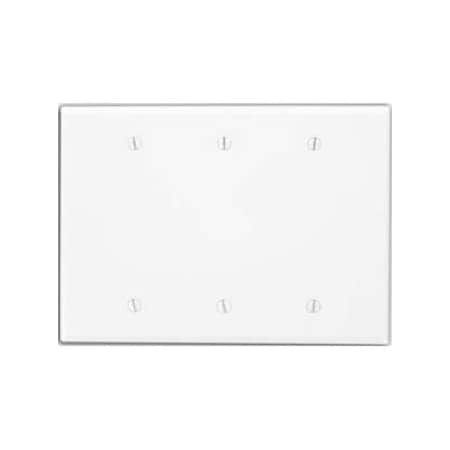 Leviton Blank Wallplate, Midway Size, Gang 3, White 80533-W