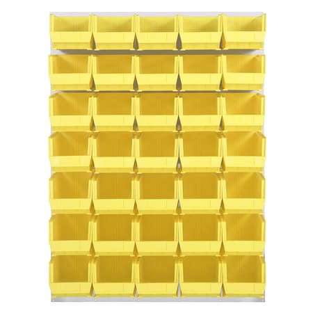 Quantum Storage Systems 48X61 HC LOUVERED PANEL W/35 BINS YELLOW QLP-4861HC-240-35YL