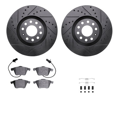 Dynamic Friction Co DFC Rotors-Drilled & Slotted-Black w/ EURO 5000 Ceramic Brake Pads Incl Hdw 8612-73033