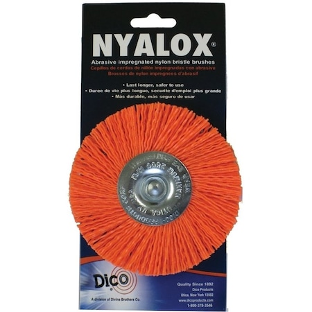 Dico 5417784 Mounted Wheel Brush, 4 in Dia, 14 in ArborShank, Nylon Bristle 541-778--4