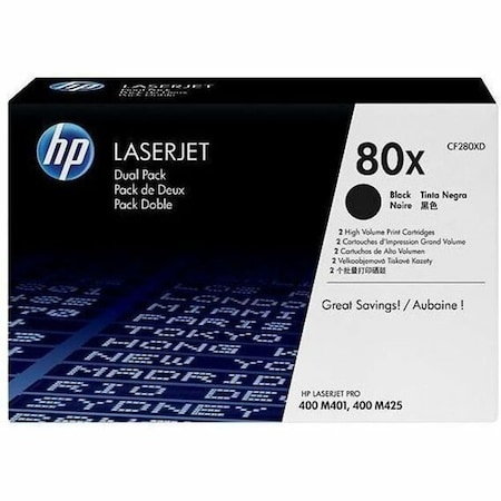 Hp High Yield Toner Cartridge, Black, PK2 CF280XD