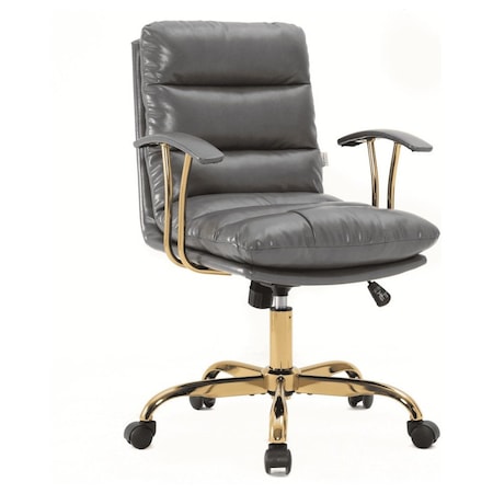 Leisuremod Regina Modern Executive Leather Office Chair, Titanium Grey RO19GRL