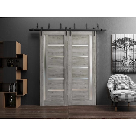 Sartodoors Sliding Closet Barn Bypass Doors Grey Solid Core Modern Interior QUADRO4088BBB-NEB-36