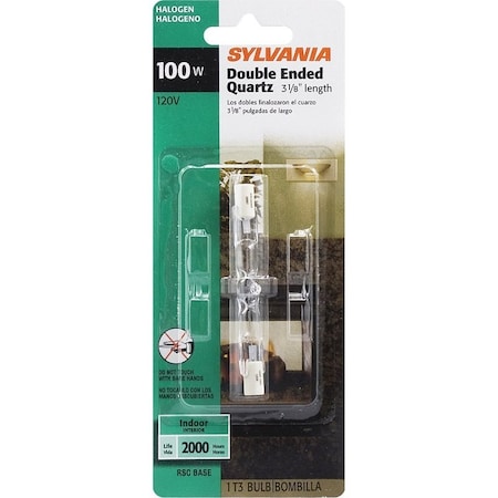 Sylvania Specialty Halogen Lamp, 100 W, Recessed Single Contact Base, T3 Lamp, 1600 Lumens, 2950 K Color Temp 58887