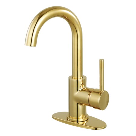 Kingston Brass One-Handle Single-Hole Bathroom Faucet with Deck Plate and Push Pop-Up Drain, Polished Brass LS8432DL