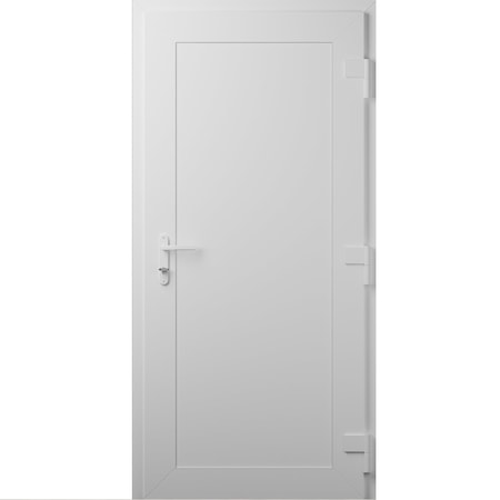 Vdomdoors Front Exterior Prehung Metal-Plastic Door, Manux 8111 White Silk, Office Commercial and Residential MANUX8111EXD-WS-W36xH80-LH