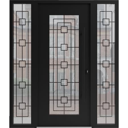 Vdomdoors Aluminum Door Iron 1688 Black Entry Steel Metal Classic Painted 60 x 80 (12+36+12 x 80)-Left Inswin IRON1688EXD-BLK-W12+36+12xH80-LH-I