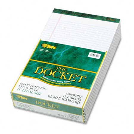 Tops Docket Ruled Perforated Pads Legal Rule/Size White 12 50Sheet Pads Pack 63590