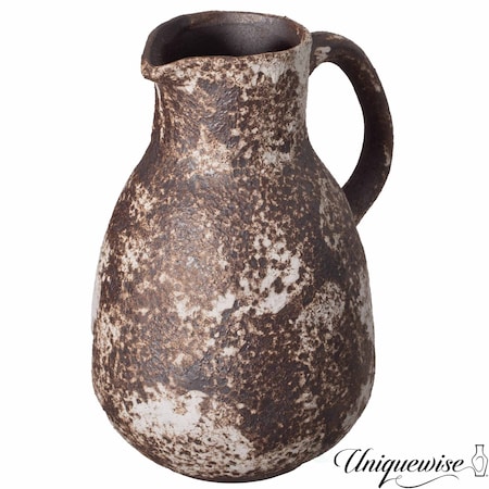 Uniquewise 8in Vintage Ceramic Rustic Pitcher Vase/Flower Jug with Handle Accent Modern Floral Display Holder QI004789