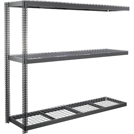 Global Industrial 3 Shelf, Standard Duty Boltless Shelving, Add On, 96"W x 30"D x 96"H, Wire Deck B3171064
