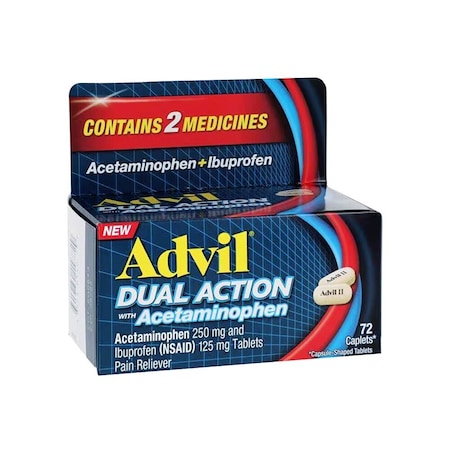Advil Dual Action Caplets 125/250mg w/APAP, 72PK 1399406