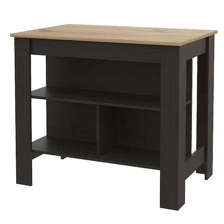 Homeroots Black and Oak 41" Kitchen Island With Storage 535021
