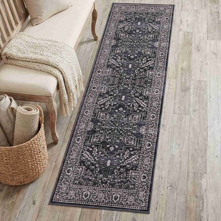Jonathan Y Eleanor Vintage Medallion Border Non-Slip Machine-Washable Dark Gray/Multi 2 ft. x 8 ft. Runner Rug VOR100J-28