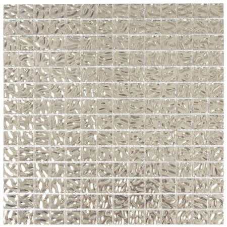 Apollo Tile Altin 12inx12in Glossy Shimmer Flint Silver Glass Mosaic Wall and Floor Tile 20 sqft/case, 20PK APLFG028820SA