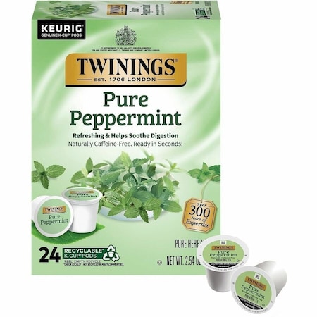 Twinings Of London Pure Peppermint Herbal Tea K-Cup, Herbal Tea, 0.1 oz, 24PK 8760