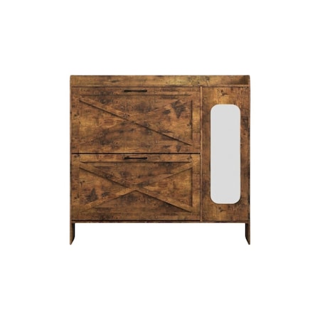 Homeroots 43" Brown Wood Paneled Accent Cabinet With Single Door And Two Drawers 716326