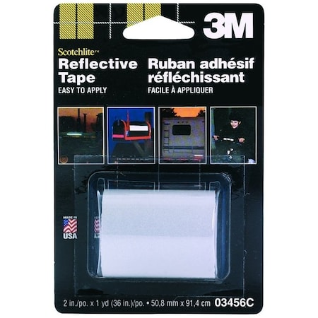3M Scotchlite 0 Reflective Safety Tape, 36 in L, 2 in W, Silver 3456