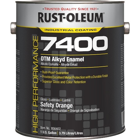 Rust-Oleum Interior/Exterior Paint, High Gloss, Oil Base, Safety Orange, 1 gal 956402