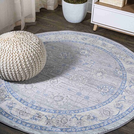 Jonathan Y Modern Persian Vintage Moroccan Traditional Gray/Blue 6 ft Round Area Rug MDP101G-6R