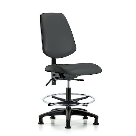 Blue Ridge Ergonomics Medium Bench Chair No Arms, 22" to 29" Height, Vinyl, Charcoal BR-VMBCH-MB-RG-T1-A0-CF-RG-8605