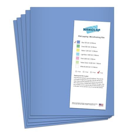 Nanolap PSA Lapping Film, 5 Pc 40 Micron (300 Grit), 8-0.5 in x 11 in Microfinishing Fine Sanding Paper 61607N