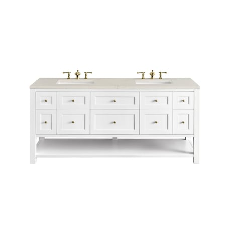 James Martin Vanities Breckenridge 72" Double Vanity, Bright White, w/ 3 CM Siberian Silestone Top 330-V72-BW-3SFR