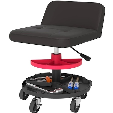 Wrightmaster 26.2 in. Adjustable Shop Stool with Lumbar Support, 360 Deg Full Rotation, Two Casters w/Brake ZOR-P412566