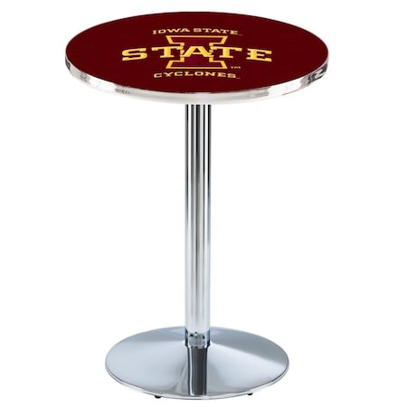 Holland Bar Stool Co 42" Chrome Iowa State Pub Table, 36" dia. Top L214C4236IowaSt