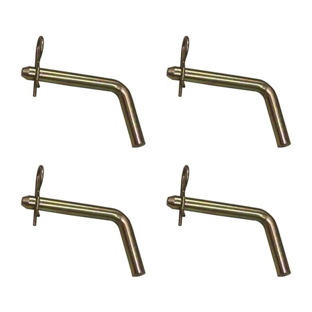 Mytee Products AgraLink Bent Trailer Hitch Pins & Clip w/Grooved Head, 1/2-Inch Diameter, 3in Usable Length, 4PK BHP-71410x4