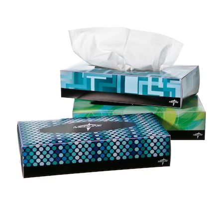 Medline Premium Paper Facial Tissue, 8in x 8.3in, 2-Ply, Flat Box, 100 Sheets/Box NON245277Z