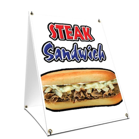 Signmission Steak Sandwich, 24 Inch x 18 Inch A-frame Yard Sign, Plastic Sign SBC-1824-Steak Sandwich