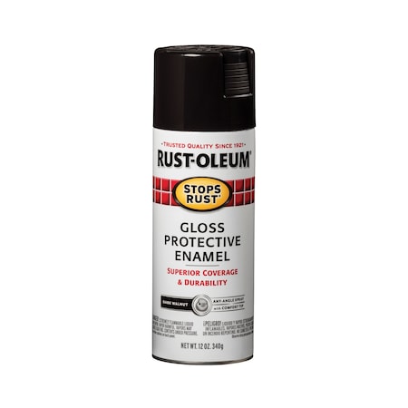 Rust-Oleum Spray Paint, Dark Walnut, Gloss, Solvent, 12 oz 262661