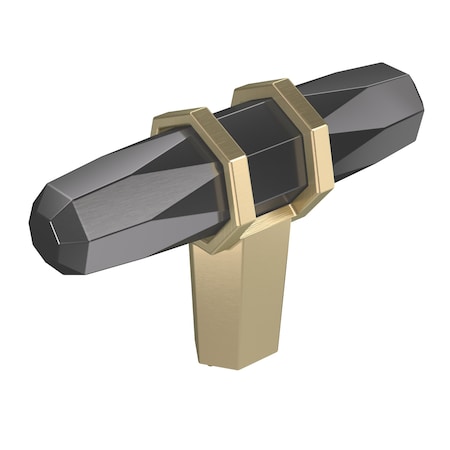 Amerock London 2-1/2 in 64 mm Length Black Chrome/Golden Champagne Cabinet Knob BP36647BCRBBZ