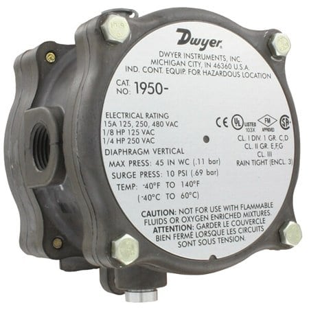 Dwyer Instruments Exp Proof Diff Press Switch 15 - 50 PSID 1950P-50-2F