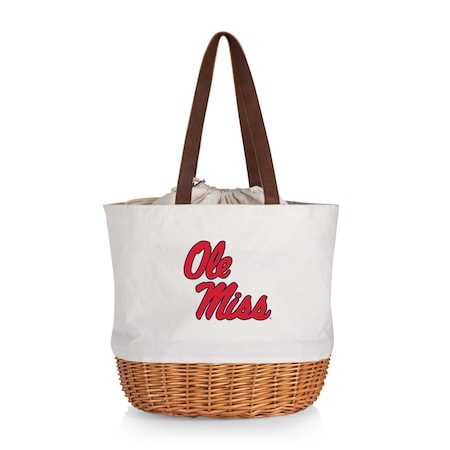 Picnic Time Family Of Brands NCAA Ole Miss Rebels Coronado Canvas and Willow Basket Tote - Picnic Bag 203-00-187-374-0
