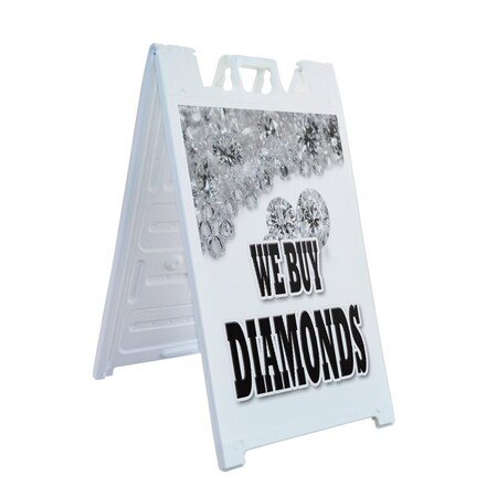 Signmission We Buy Diamonds, A-Frame & 2 Decals Installed, Heavy-Duty Plastic Frame SBHD-D-2436-We Buy Diamonds