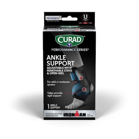 Medline CURAD Performance Series Ankle Support with Stays, Black, Universal Size, 4PK CURIM26800