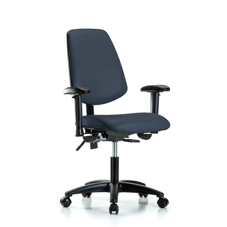 Blue Ridge Ergonomics Desk Chair Adjustable Arms, 18" to 23" Height, Vinyl, Imperial Blue BR-VDHCH-MB-RG-T0-A1-RC-8582