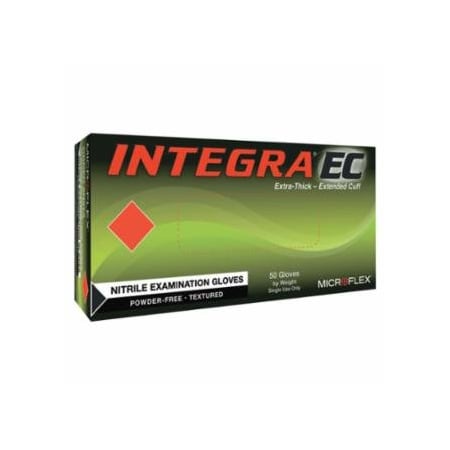 Ansell Integra EC N87 Nitrile Powder-Free Disposable Gloves, Textured, 7.9 mil Palm/9.1 mil Finger, 500PK 748-N874