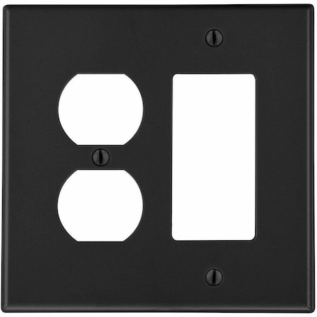 Hubbell Wiring Device-Kellems WALLPLT, M-SIZE, 2-G, 1) DUP 1) DEC, BK PJ826BK