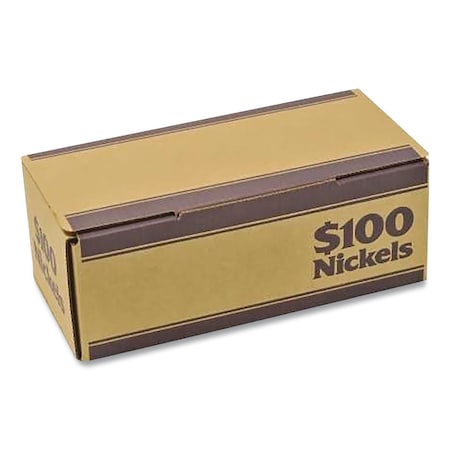 Controltek Nickels Coin Box, Accommodates $100 in Nickels, 15.5" x 19.25" x 4.5", Blue/Kraft, 50PK 560060