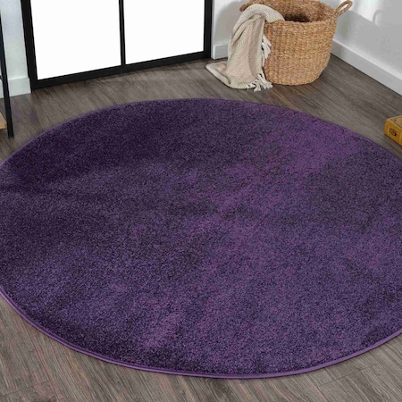 Jonathan Y Haze Solid Low-Pile Purple 6 ft Round Area Rug SEU100N-6R