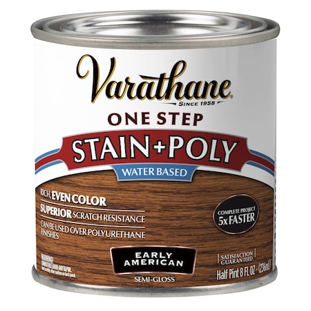 Varathane One Step Water-Based Wood Stain and Polyurethane, Kona, 1/2 Pint 384363