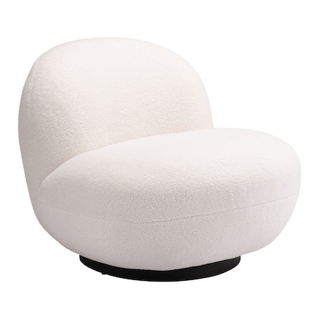 Homeroots 30" Cream And Black Faux Shearling And Upholstered Slipper Chair 556453