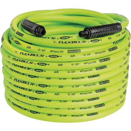 Flexzilla 3/8'' x 100 Ft. Polymer-Blend Air Hose with 1/4'' MNPT Fittings HFZ38100YW2