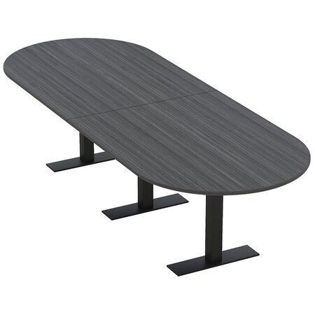 Skutchi Designs 12ft Conference Table With Power Unit | 12 Person Modular Racetrack Meeting Table | Harmony Series HAR-RAC-48X144-T.BK-WA7949-NA