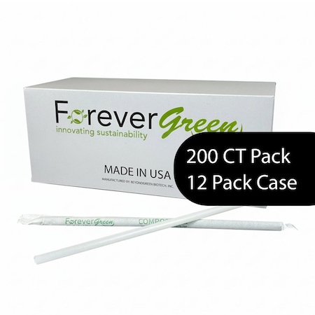 Beyondgreen Jumbo Straws, 7.75in White, 200-Count Box, 12-Packs of 200-Count Packs, 2,400 Straws Total, 2500PK STR0775
